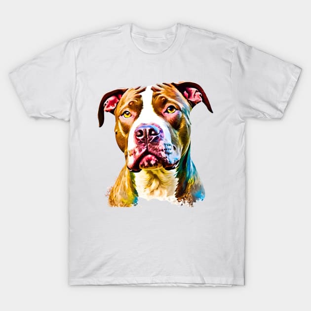 Soulful Impressionist Pitbull Terrier T-Shirt by Doodle and Things